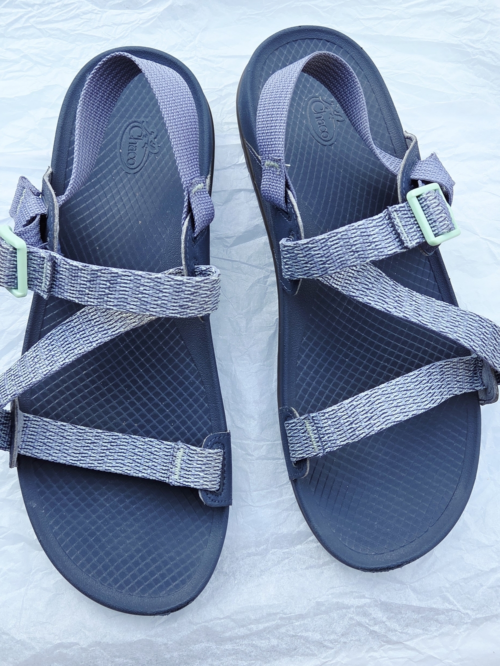 Chaco Classic Webbing Sandals in Navy with Light Gray Straps